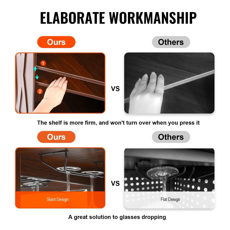 Kulmabaarikaappi MDF-levy ruskea yli neljäkymmentä viinipulloa viinilasitelineellä olohuoneeseen