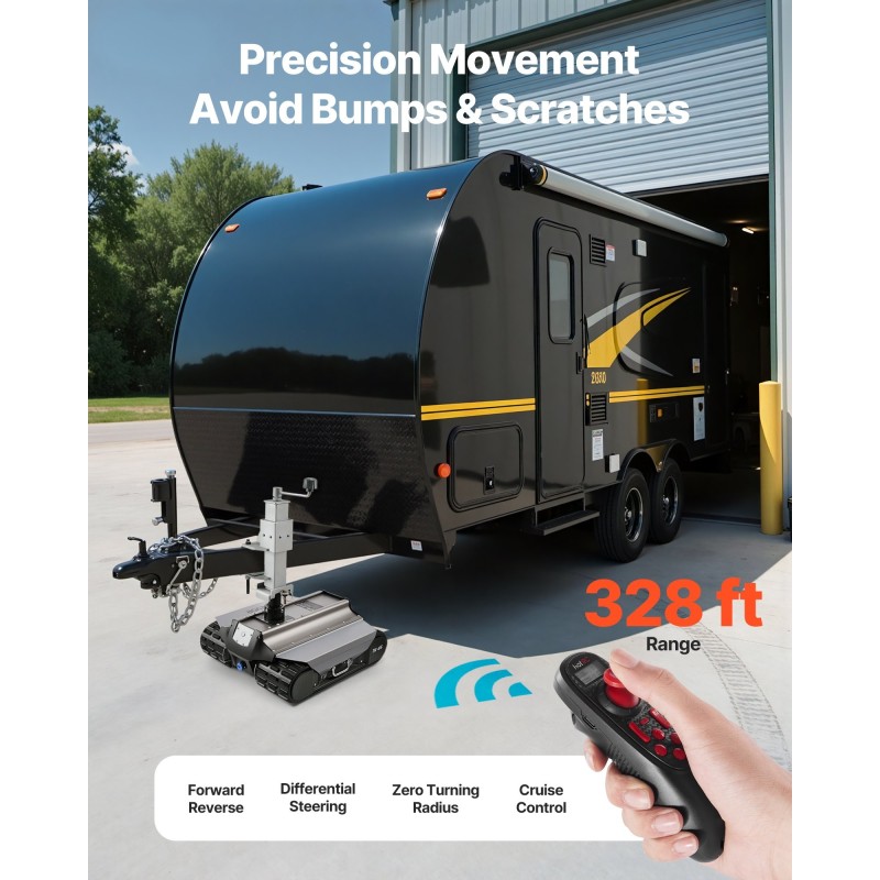 Sähköinen perävaunun siirtäjä 4082 kg vetokyky 100 m kaukosäätö telaketjuilla