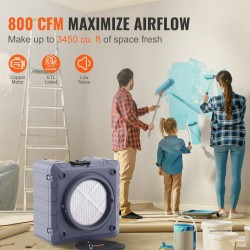 Ilmanpuhdistin 3-vaiheisella suodatuksella MERV10 hiilisuodatin H13 HEPA pinottava 800 CFM