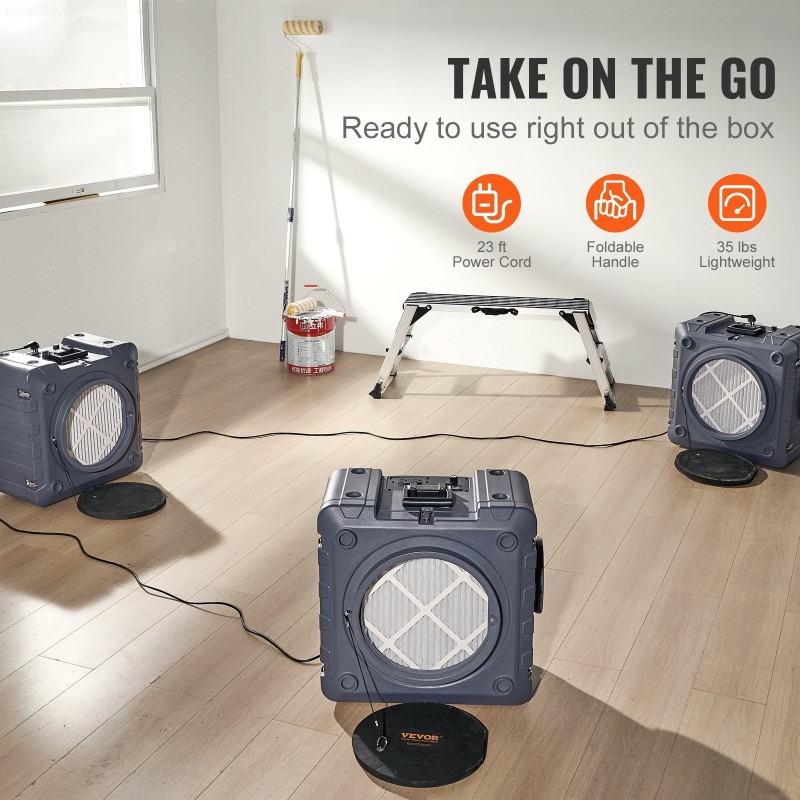 Ilmanpuhdistin 3-vaiheisella suodatuksella MERV10 hiilisuodatin H13 HEPA pinottava 800 CFM