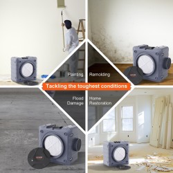 Ilmanpuhdistin 3-vaiheisella suodatuksella MERV10 hiilisuodatin H13 HEPA pinottava 800 CFM