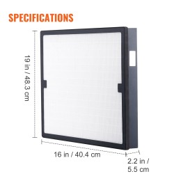 HEPA-ilmansuodatin 16 x 19 tuumaa vaihdettava valkoinen ilmanpuhdistimiin