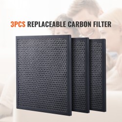 Aktiivihiilisuodattimet 400x400x20 mm 3 kpl musta ilmanpuhdistimiin