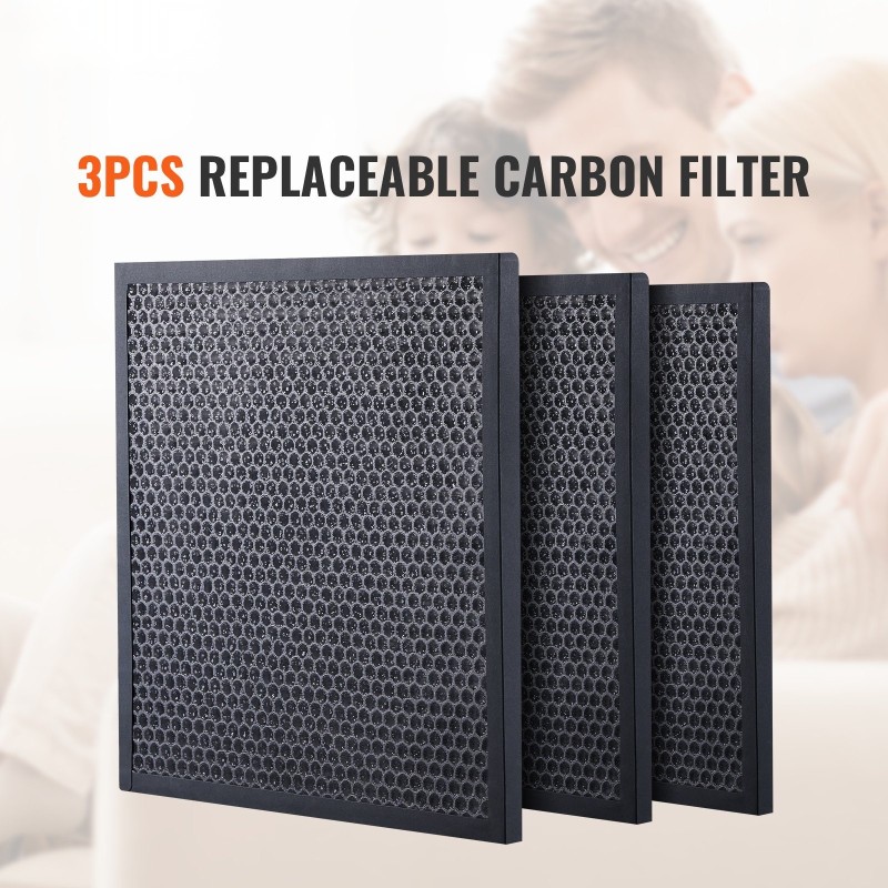 Aktiivihiilisuodattimet 400x400x20 mm 3 kpl musta ilmanpuhdistimiin
