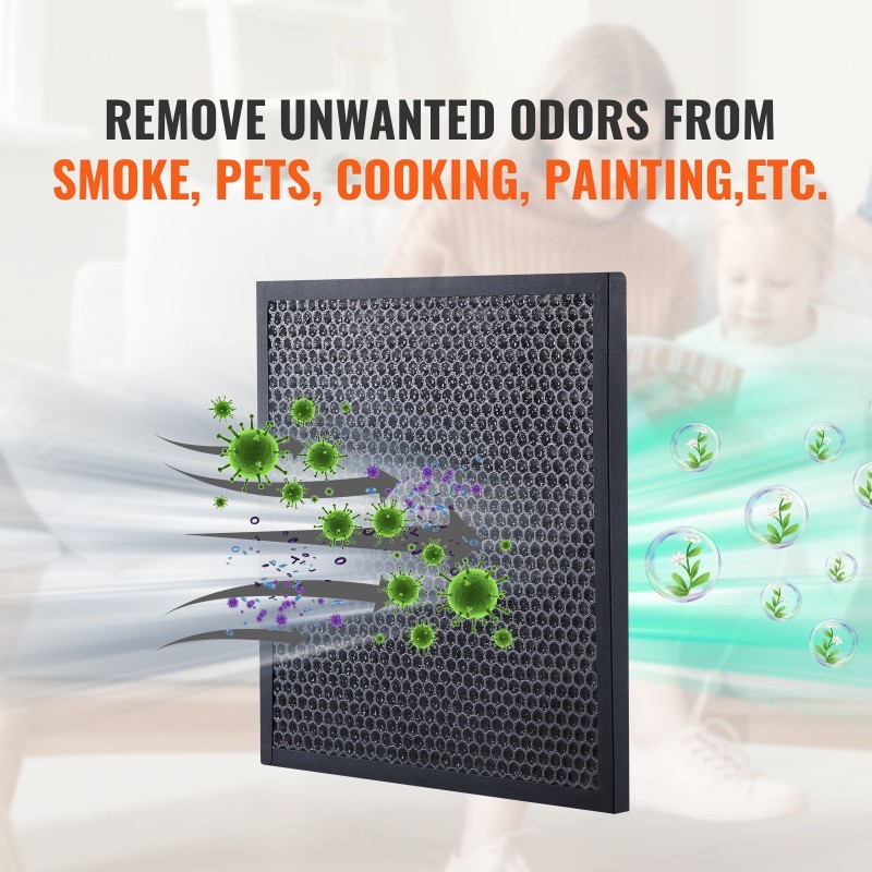 Aktiivihiilisuodattimet 400x400x20 mm 3 kpl musta ilmanpuhdistimiin