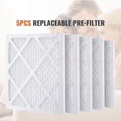 Esisuodattimet 5 kpl 400 x 400 x 20 mm valkoiset ilmanpuhdistimiin