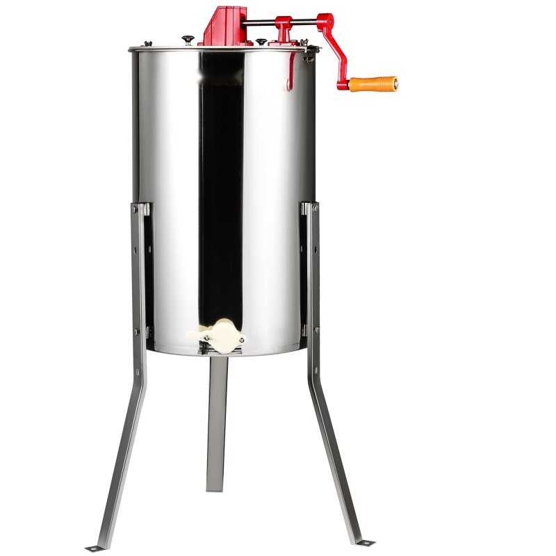 Hunajalinko 3 kehälle ruostumatonta terästä käsikäyttöinen läpinäkyvällä kannella ja hanalla korkeussäädettävällä telineellä