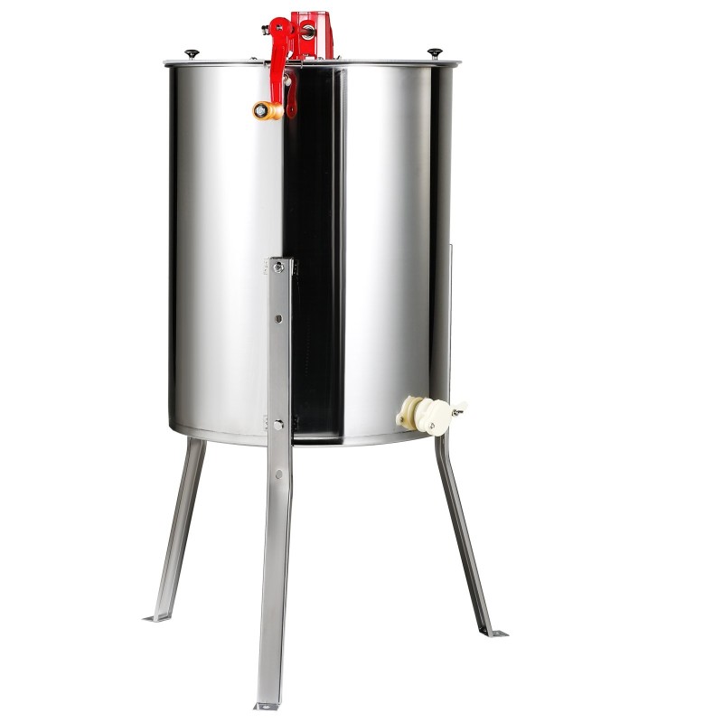 Käsikäyttöinen hunajalinko ruostumattomasta teräksestä 4/8 kehää korkeussäädettävällä jalustalla läpinäkyvällä kannella