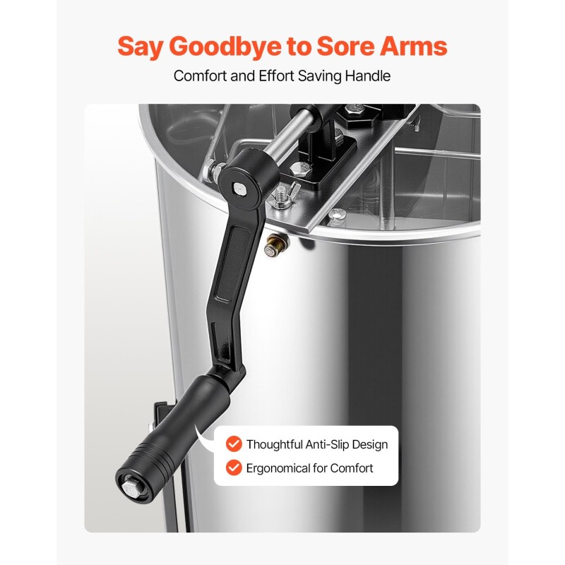 Käsikäyttöinen 2-kehän hunajalinko ruostumattomasta teräksestä läpinäkyvällä kannella korkeussäädettävällä jalustalla