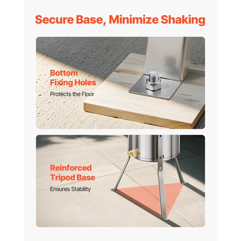 Käsikäyttöinen 2-kehän hunajalinko ruostumattomasta teräksestä läpinäkyvällä kannella korkeussäädettävällä jalustalla