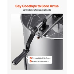 Manuaalinen hunajalinko 4–8 kehykselle 201-ruostumattomasta teräksestä läpinäkyvällä kannella säädettävällä jalustalla