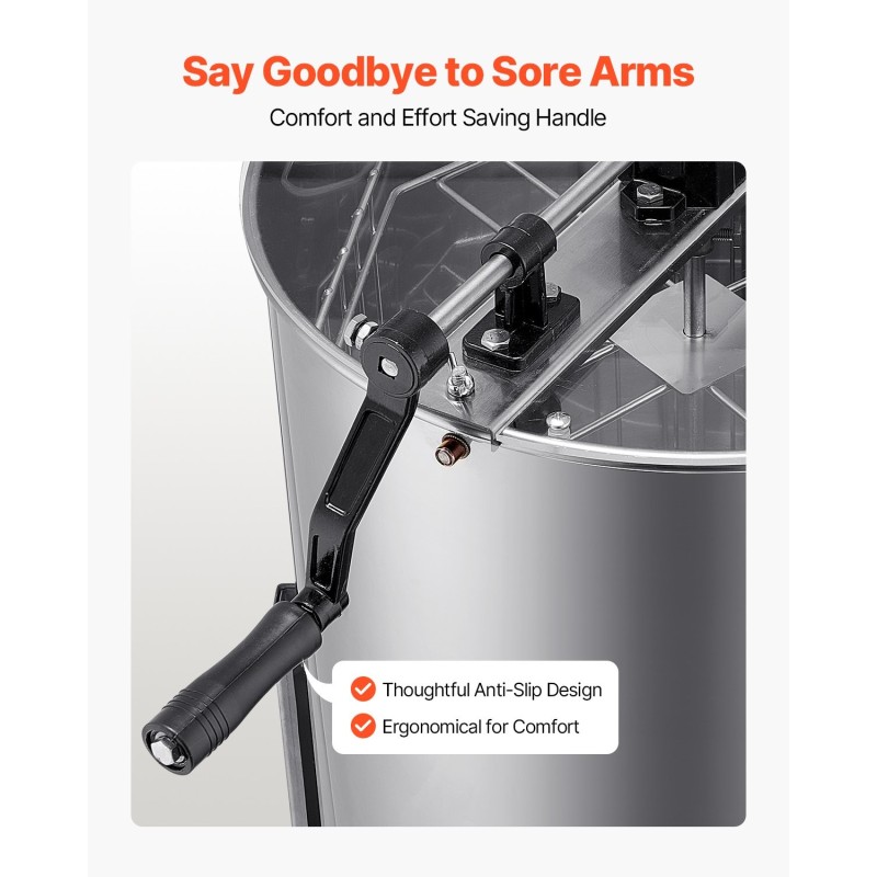 Manuaalinen hunajalinko 4–8 kehykselle 201-ruostumattomasta teräksestä läpinäkyvällä kannella säädettävällä jalustalla