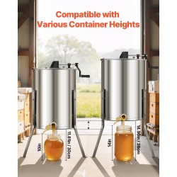 Manuaalinen hunajalinko 4–8 kehykselle 201-ruostumattomasta teräksestä läpinäkyvällä kannella säädettävällä jalustalla