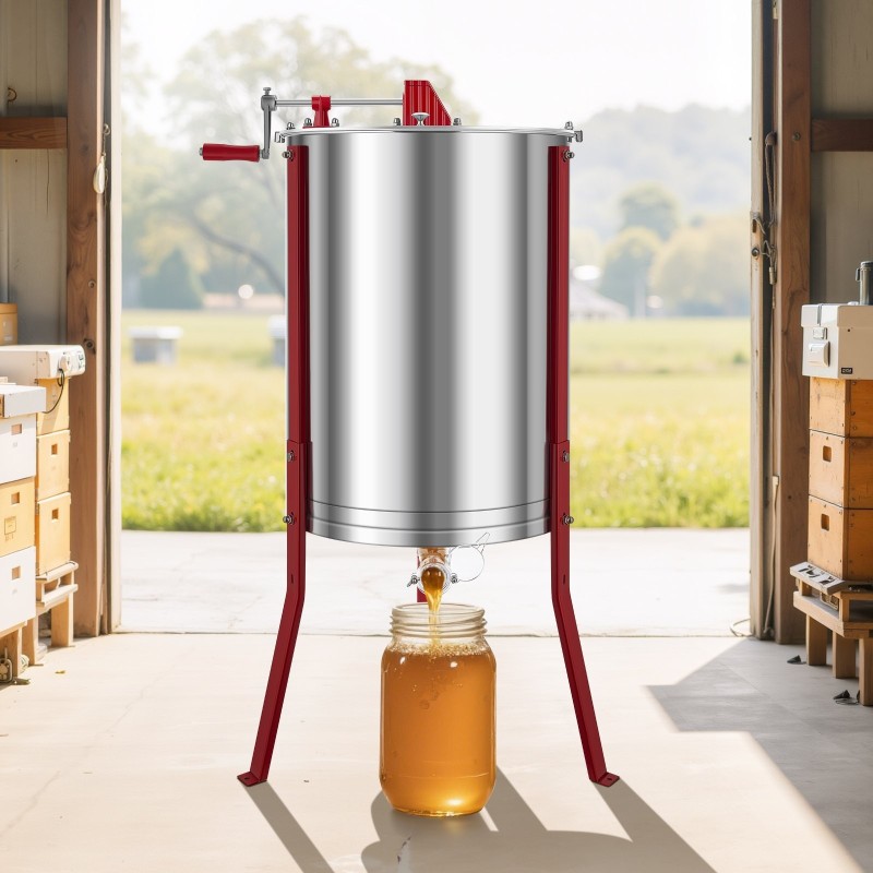 Manuaalinen hunajalinko 6 kehälle ruostumatonta terästä läpinäkyvällä kannella korkeussäädettävällä jalustalla