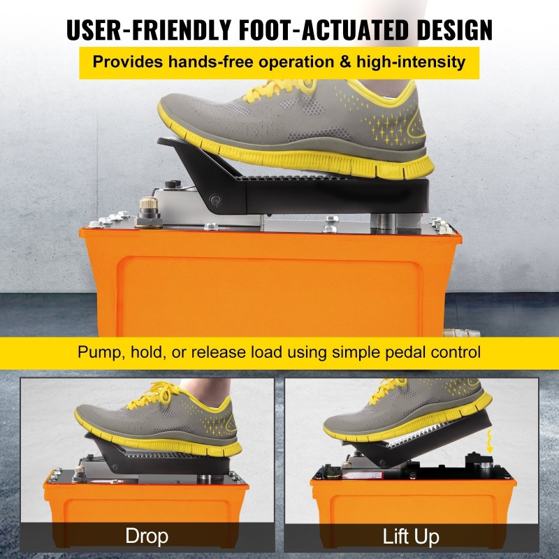 Paineilmatoiminen jalkakäyttöinen hydraulipumppu 10000 psi 1,6 l öljysäiliö 1,25 m hydrauliletku
