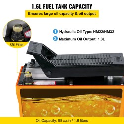 Paineilmatoiminen jalkakäyttöinen hydraulipumppu 10000 psi 1,6 l öljysäiliö 1,25 m hydrauliletku
