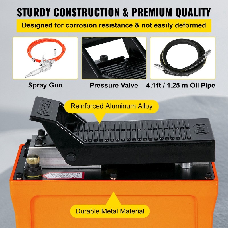 Paineilmatoiminen jalkakäyttöinen hydraulipumppu 10000 psi 1,6 l öljysäiliö 1,25 m hydrauliletku