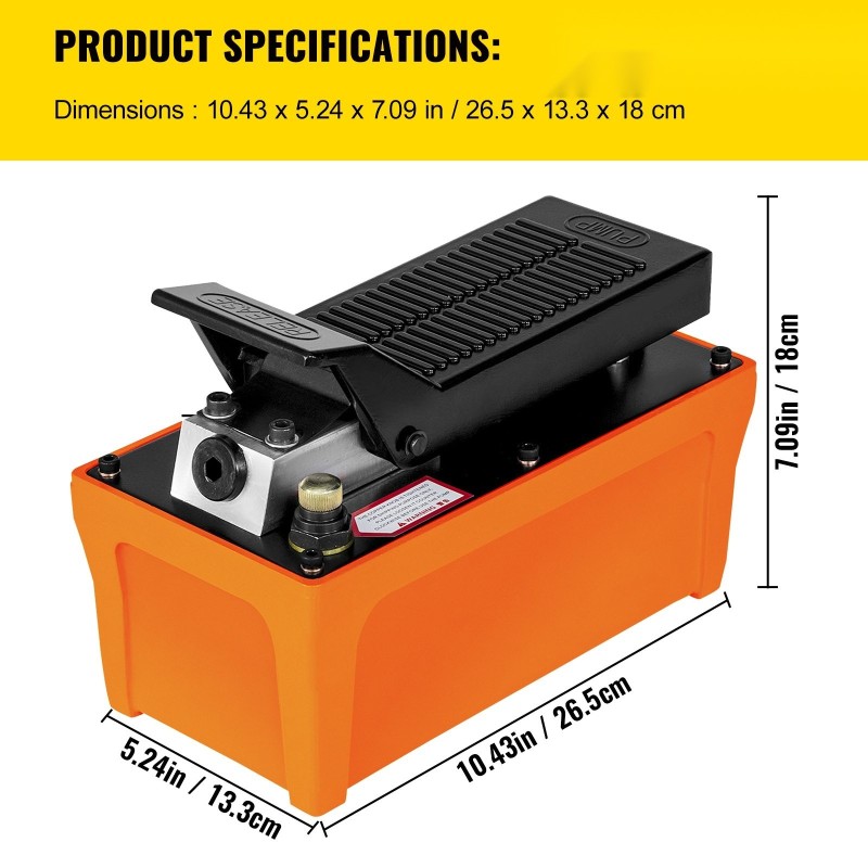 Paineilmatoiminen jalkakäyttöinen hydraulipumppu 10000 psi 1,6 l öljysäiliö 1,25 m hydrauliletku