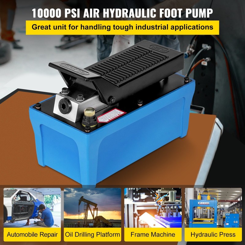 Ilmakäyttöinen alumiininen hydraulinen jalkapoljinpumppu 10000 psi 1,6 l säiliö 2 m letku