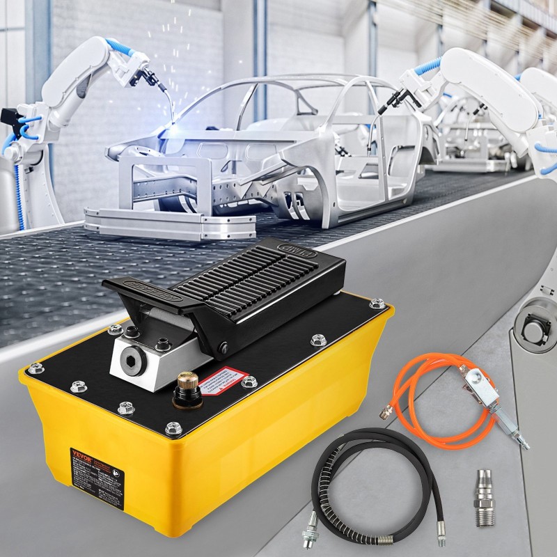 Ilmakäyttöinen hydraulinen jalkapumppu 2,3 l säiliö alumiininen ydin öljyletku ruiskupistooli