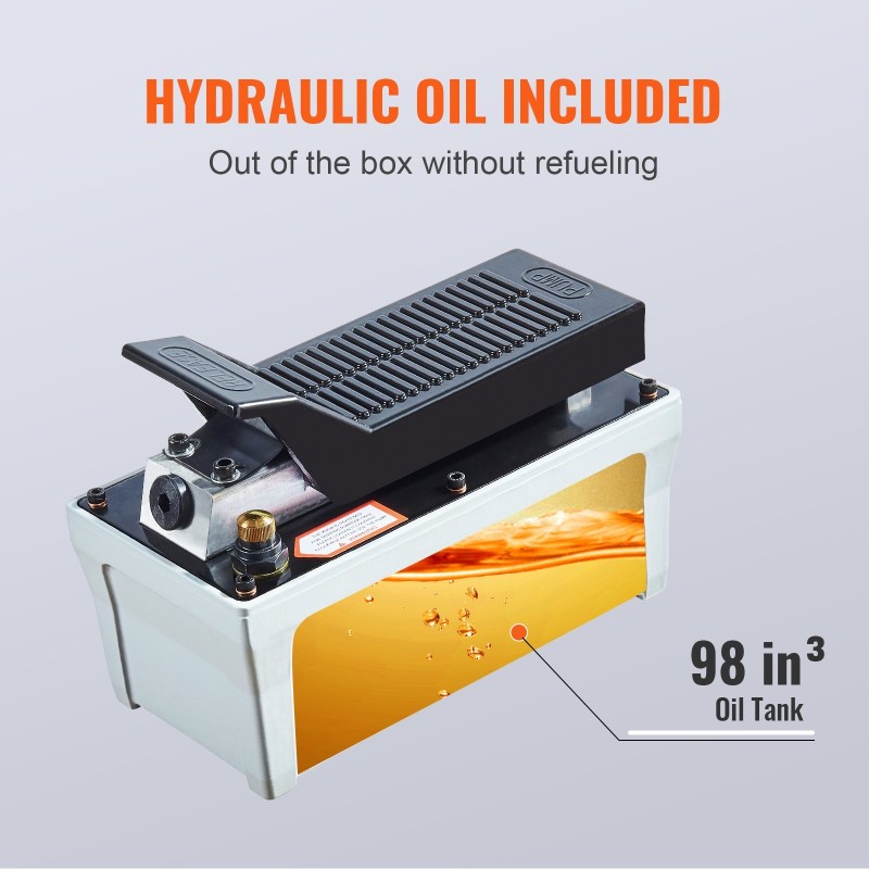 Ilmahydraulinen jalkapoljinpumppu 1,9 litran säiliö noin 6895 baaria 2 metrin letku