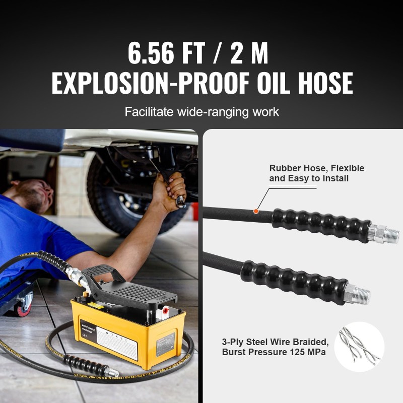 Ilmakäyttöinen jalkahydraulipumppu 10000 PSI 1,6 L öljysäiliö alumiinikotelo