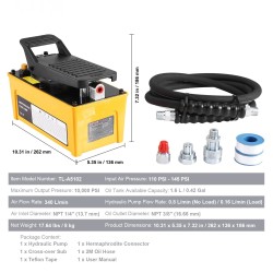 Ilmakäyttöinen jalkahydraulipumppu 10000 PSI 1,6 L öljysäiliö alumiinikotelo