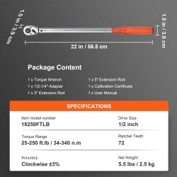 Mekaaninen momenttiavain 1/2 tuumaa 34–340 Nm kaksisuuntainen säätö tarkkuus ±3% 72 hammasta