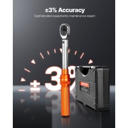 1/4-tuumainen vääntömomenttiavainsarja 20–240 lbf-in 2.3–27.1 N.m kaksisuuntainen kaksiasteikoinen 72-hampainen räikkä