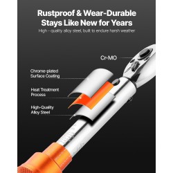 1/4-tuumainen vääntömomenttiavainsarja 20–240 lbf-in 2.3–27.1 N.m kaksisuuntainen kaksiasteikoinen 72-hampainen räikkä