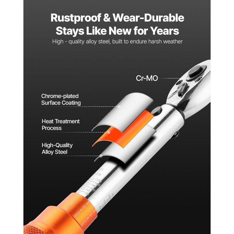 1/4-tuumainen vääntömomenttiavainsarja 20–240 lbf-in 2.3–27.1 N.m kaksisuuntainen kaksiasteikoinen 72-hampainen räikkä