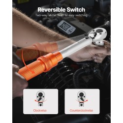 1/4-tuumainen vääntömomenttiavainsarja 20–240 lbf-in 2.3–27.1 N.m kaksisuuntainen kaksiasteikoinen 72-hampainen räikkä