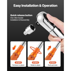 Momenttiavain seosteräs 3/4 tuuman vetoneliö 136–814 Nm auton korjaukseen