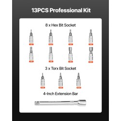 Momenttiavainsarja 1/4-tuumainen 2,3–22,6 N.m 72-hampainen räikkä polkupyörän huoltoon