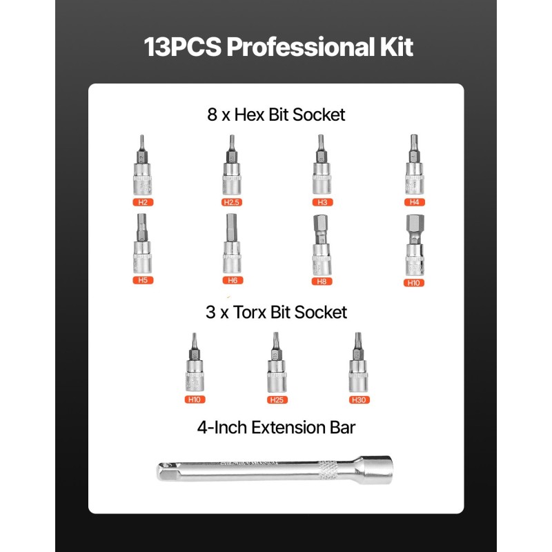 Momenttiavainsarja 1/4-tuumainen 2,3–22,6 N.m 72-hampainen räikkä polkupyörän huoltoon