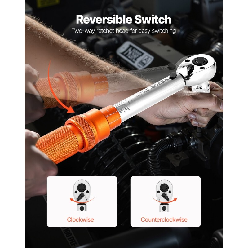 Momenttiavainsarja 1/4-tuumainen 2,3–22,6 N.m 72-hampainen räikkä polkupyörän huoltoon