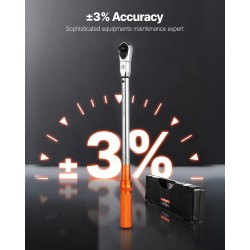 Momenttiavain 1/2-tuumainen säädettävä 27,1–216,8 N·m kahdensuuntainen kaksoisasteikkoinen 72-hampaainen vaihdettavapää 2%