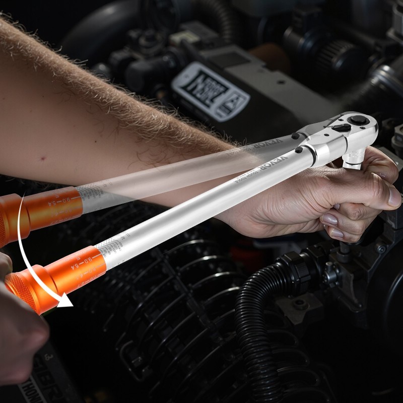 Momenttiavain 1/2-tuumainen säädettävä 27,1–216,8 N·m kahdensuuntainen kaksoisasteikkoinen 72-hampaainen vaihdettavapää 2%