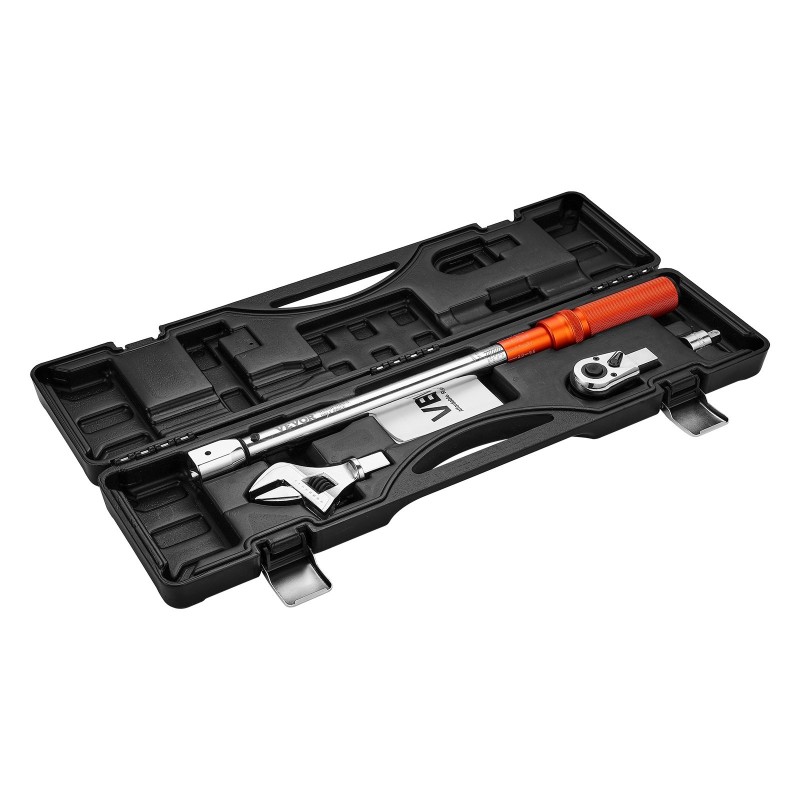 Momenttiavain 1/2-tuumainen säädettävä 27,1–216,8 N·m kahdensuuntainen kaksoisasteikkoinen 72-hampaainen vaihdettavapää 2%