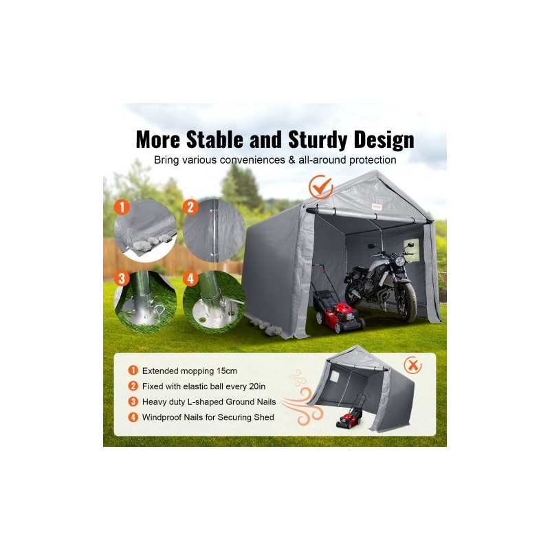 Varastoteltta sinkityllä teräsrungolla polyeteenipinnoitetulla kankaalla vetoketjuovella 305x305x259 cm