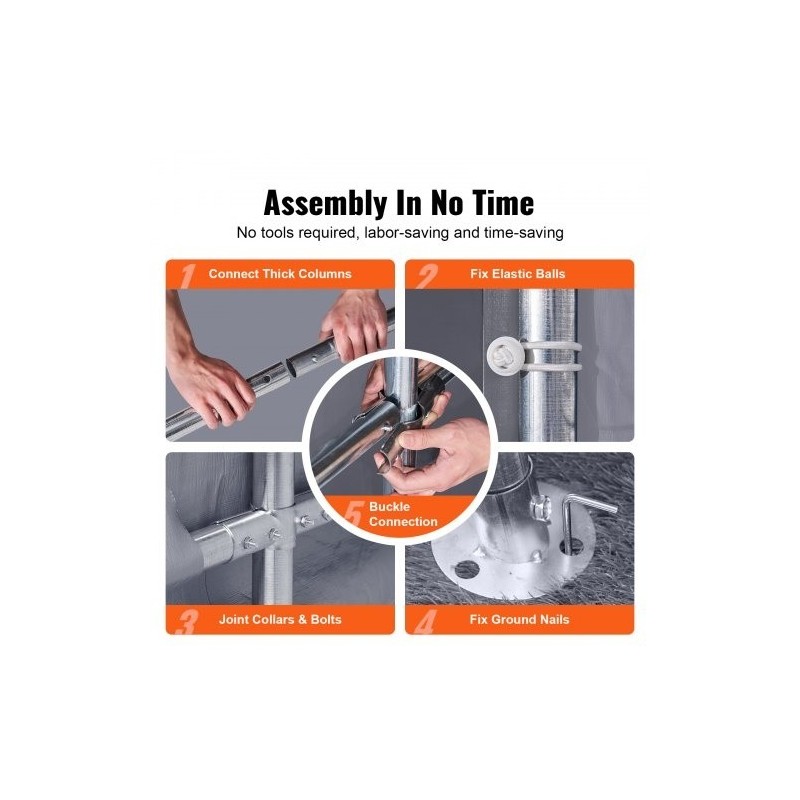 Varastoteltta sinkityllä teräsrungolla polyeteenipinnoitetulla kankaalla vetoketjuovella 305x305x259 cm