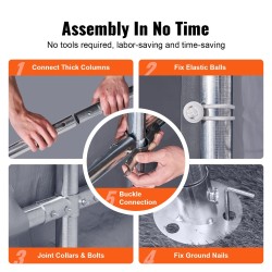 Varastoteltta 304,8 x 457,2 x 243,8 cm sinkitty teräsrunko pinnoitettu polyeteenikangas vetoketjuovi