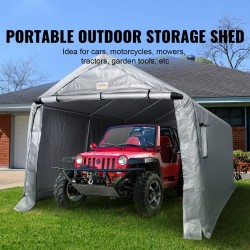 Varastoteltta 304,8 x 457,2 x 243,8 cm sinkitty teräsrunko pinnoitettu polyeteenikangas vetoketjuovi