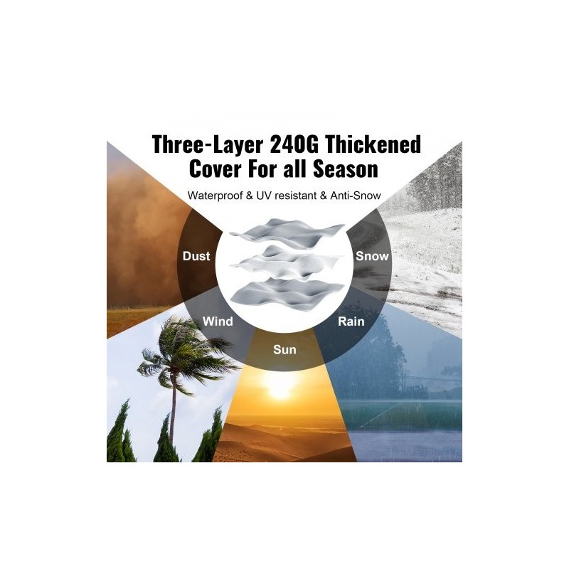 Säilytyssuoja galvanoitu teräsrunko 1,83 x 2,44 x 2,13 m kaksipuolinen PE-peite vetoketjuovi