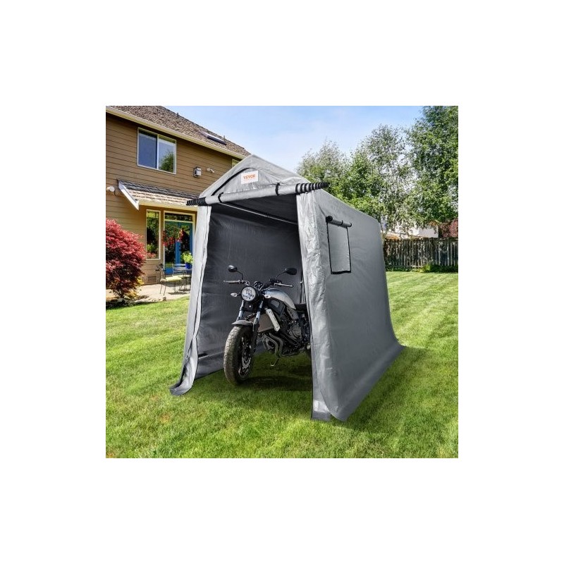 Säilytyssuoja galvanoitu teräsrunko 1,83 x 2,44 x 2,13 m kaksipuolinen PE-peite vetoketjuovi