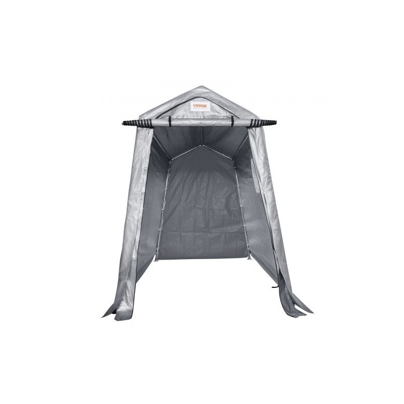 Säilytyssuoja galvanoitu teräsrunko 1,83 x 2,44 x 2,13 m kaksipuolinen PE-peite vetoketjuovi