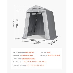 Ulkosäilytysteltta 183x183x214cm polyeteenipeite sinkityt teräsputket rullattava ovi ilmanvaihtoaukot