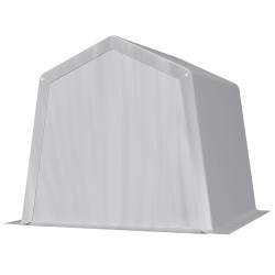 Ulkosäilytyssuoja galvanoitu teräsrunko PE muovi rullattava ovi tuuletusaukot 245 245 227 cm harmaa