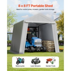 Ulkosäilytyssuoja galvanoitu teräsrunko PE-muovi rullattava ovi tuuletusaukot 245×245×227 cm harmaa