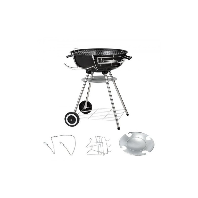 Pallohiiligrilli posliiniemaloitu teräsrunko 22 tuumaa kannettava lämpömittarilla ulkokäyttöön